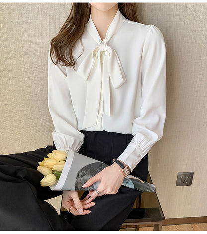 Damen Bluse mit Schleife Rüschen Details Elegantes Design