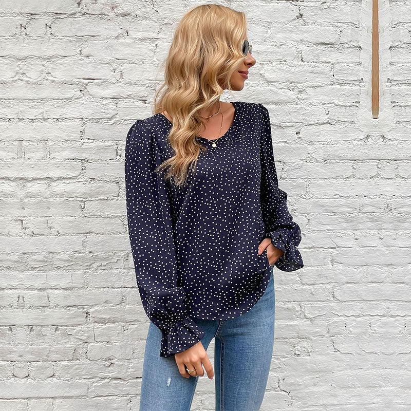 Damen Bluse Rüschendetails Doppelpuffärmel Elegant Weiß Eveloria