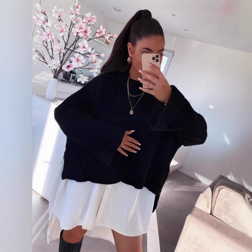 Damen Pullover Strukturiertes Gewebe Weit Schnitt Beige Eveloria