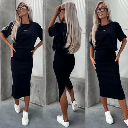Damen Skirt und T-Shirt Set Bequem Eveloria