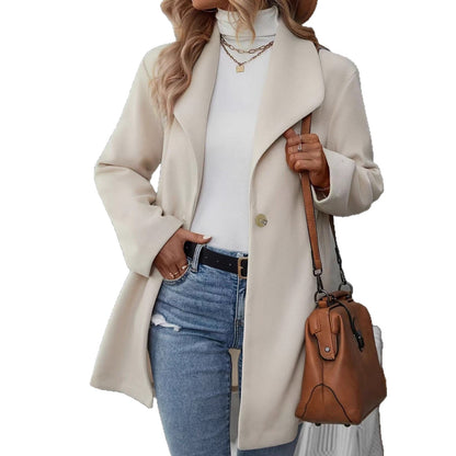 Damen Übergangsjacke mit Knopfverschluss und großem Revers