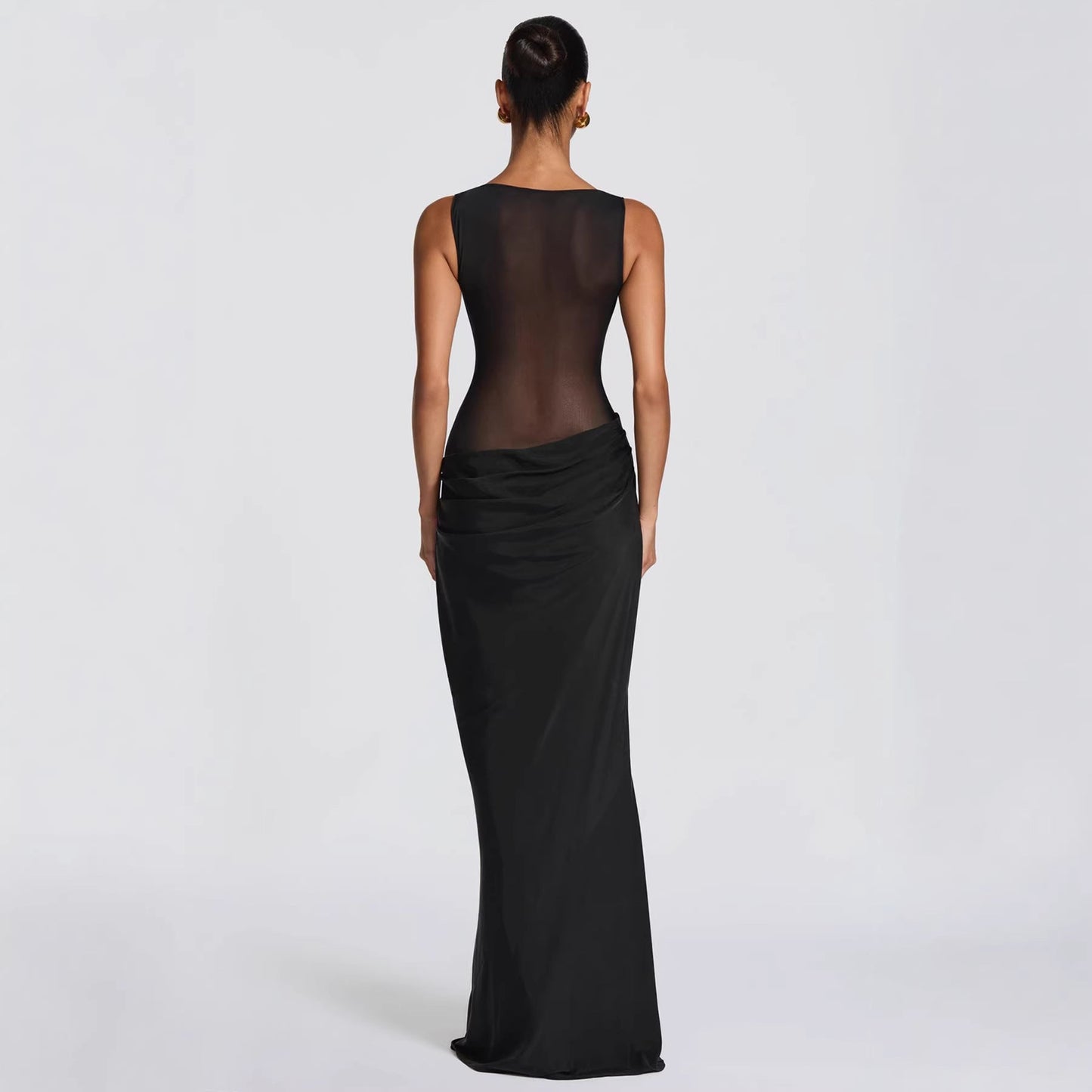 Eveloria Damen Abendkleid Transparent Rüschen