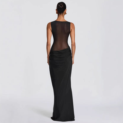 Eveloria Damen Abendkleid Transparent Rüschen
