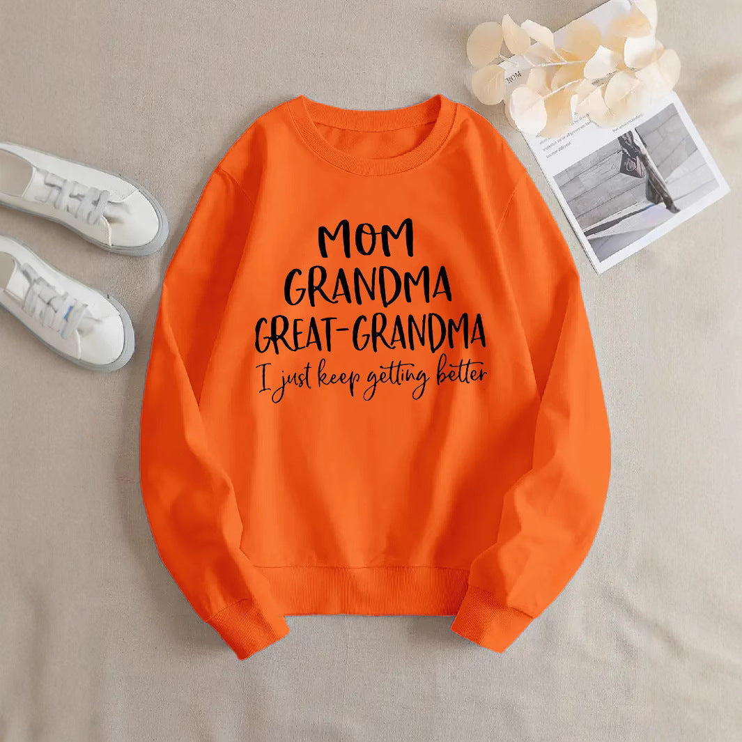 Damen Sweatshirt Familienaufdruck Bequem Grau Eveloria