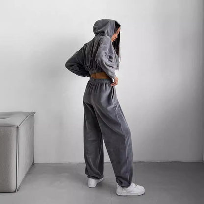 Damen Fleece Sportanzug Hochgeschlossen Elastisch Eveloria