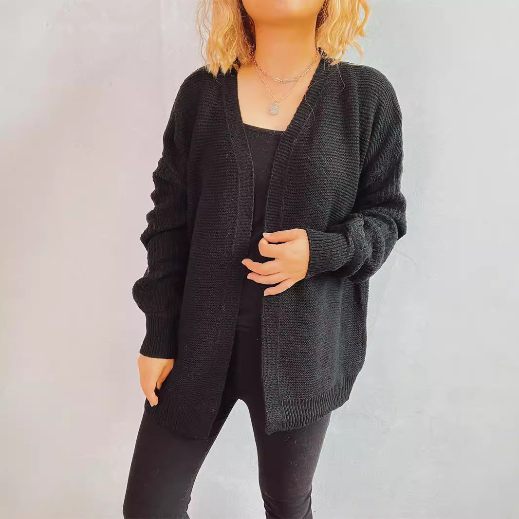 Damen Strickjacke Häkelmuster Offen Vorne Eveloria
