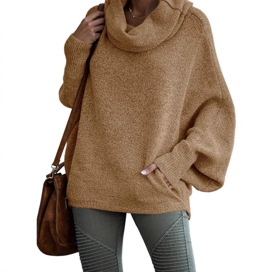 Damen Rollkragenpullover Lässig Weite Ärmel Eveloria