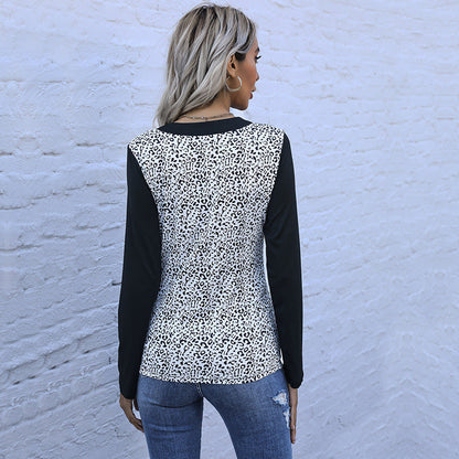 Damen Langarmshirt Leoprint mit Taschen