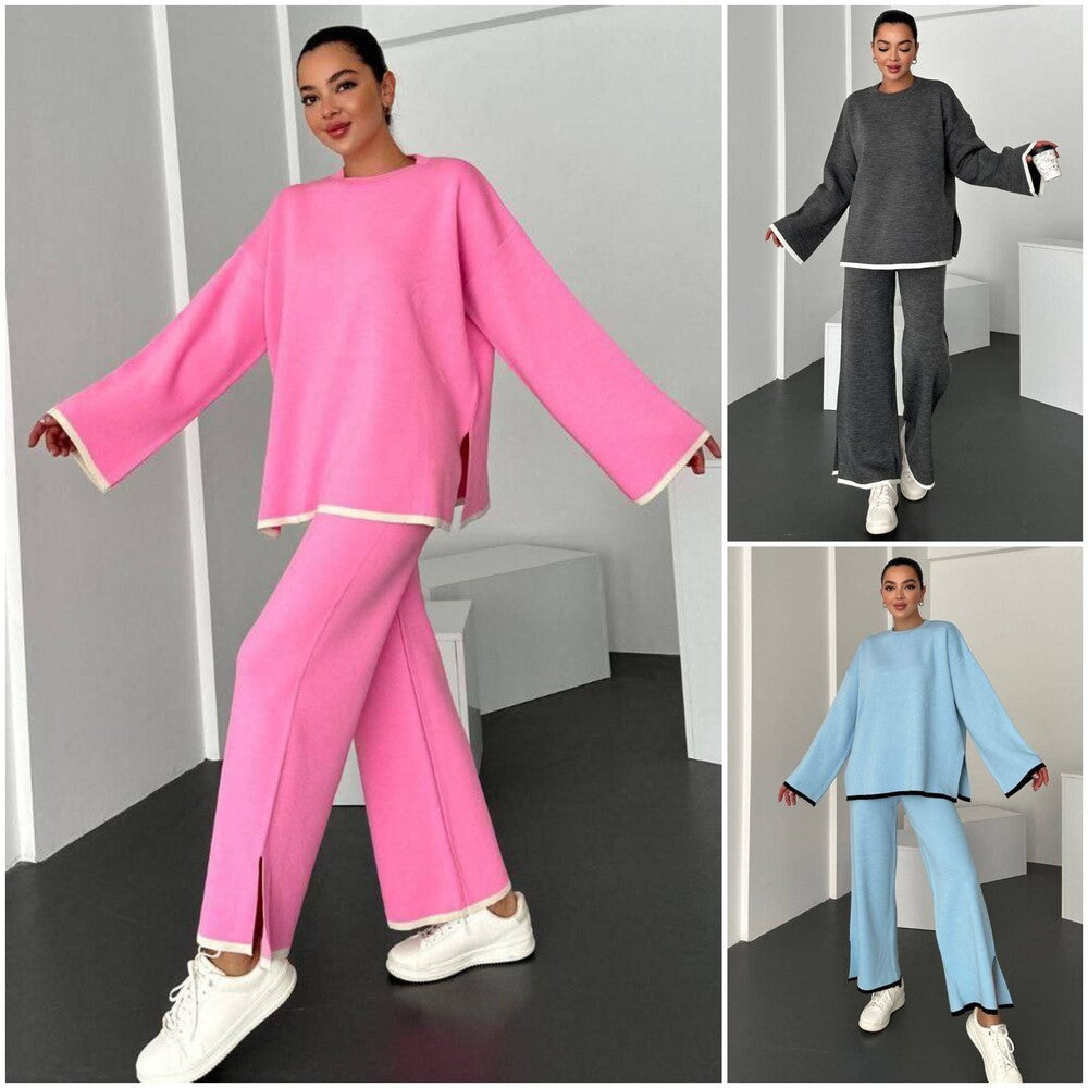 Damen Lounge-Set Weites Oberteil Schlitzhose Eveloria - Eveloria