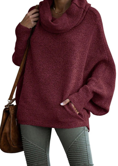 Damen Rollkragenpullover Lässig Weite Ärmel Eveloria