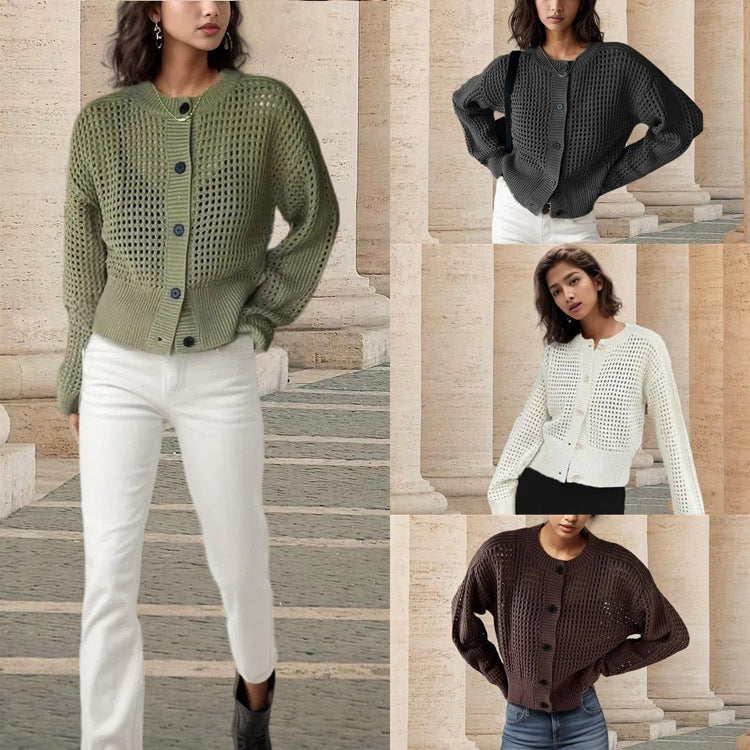 Damen Strickcardigan Luftig Einzigartige Maschenstruktur Beige - Eveloria