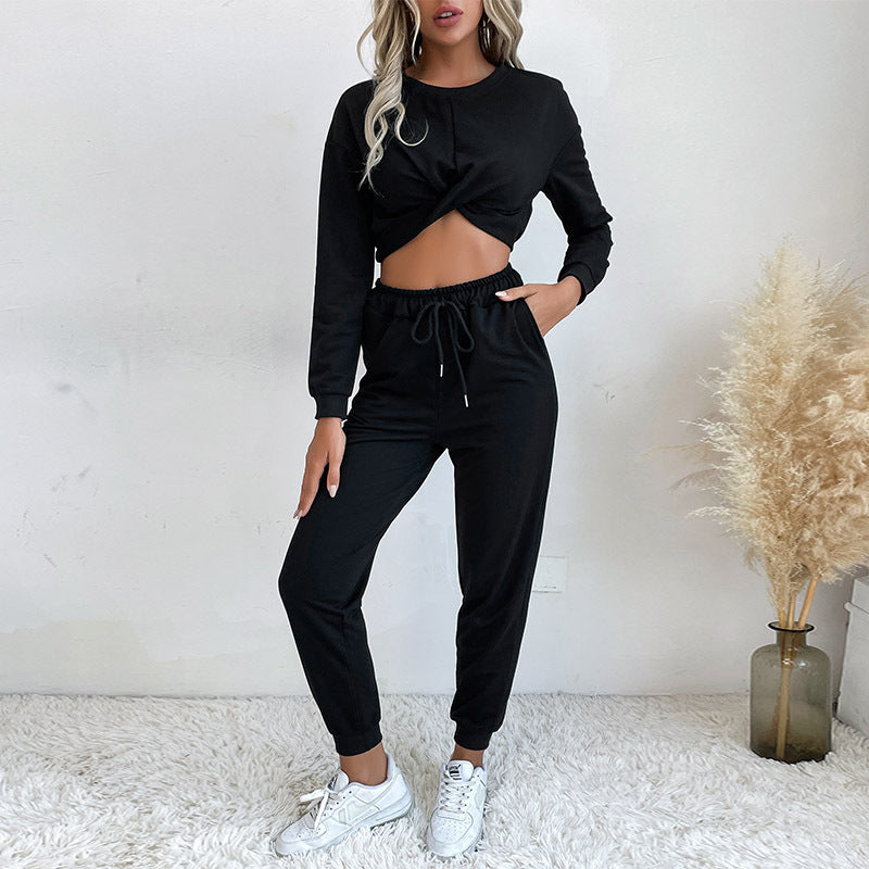 Damen Jumpsuit Elastischer Bund Knoten-Detail Eveloria