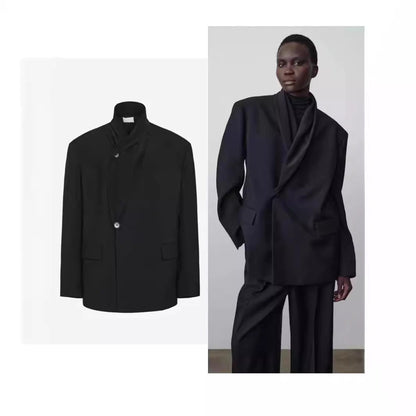 Damen Oversize Blazer mit Drapierung Vorderseite Eveloria