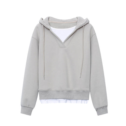 Damen Kapuzenpullover V-Ausschnitt Modern Zeitlos Eveloria