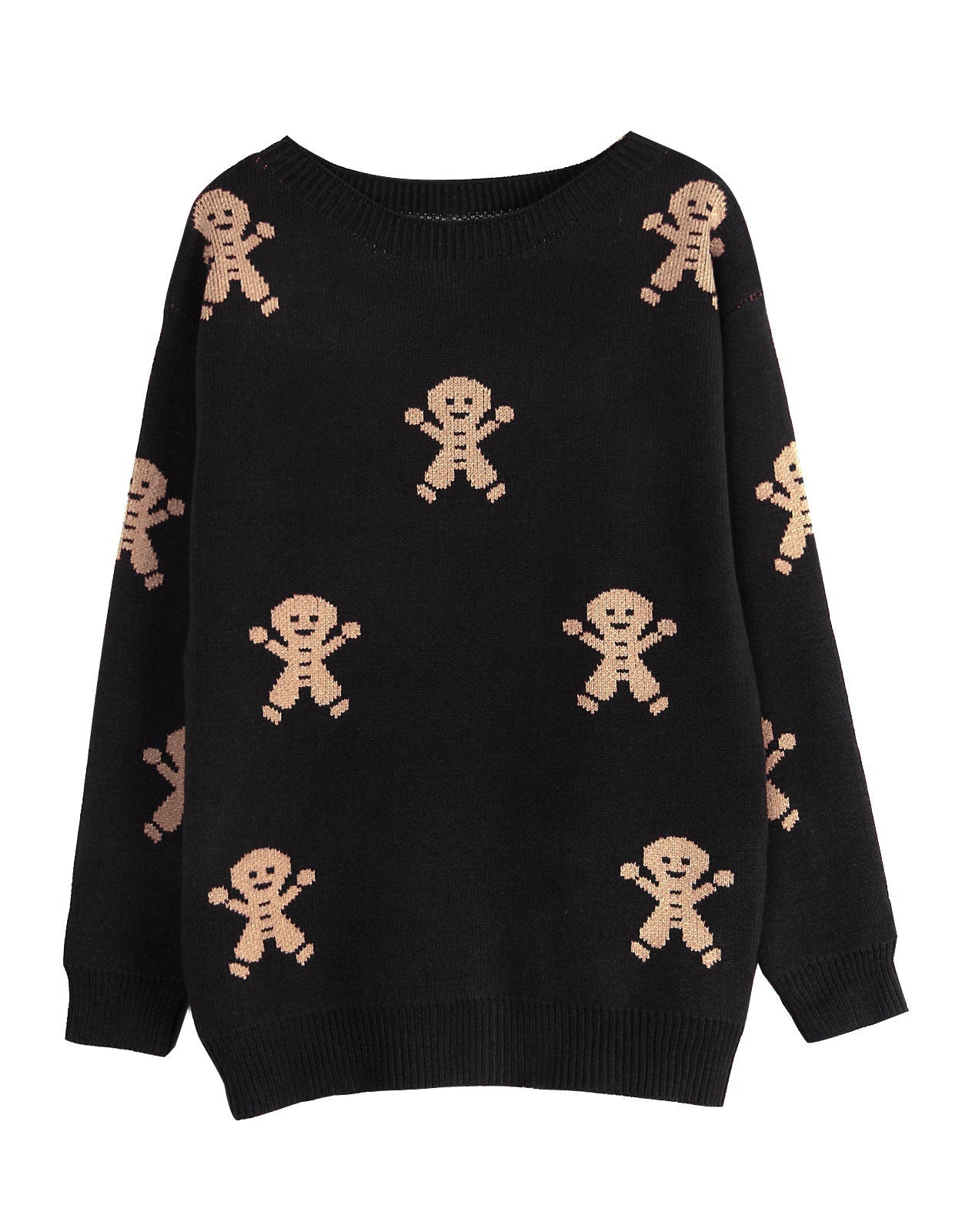 Damen Strickpullover Lebkuchenmotiv Weitschnitt Eveloria