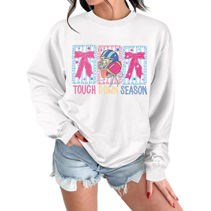 Damen Sweatshirt Football Motiv Lässig Grau Eveloria