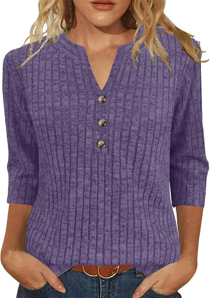 Damen Strickpullover Rippenmuster mit Knopfverschluss Anthrazit