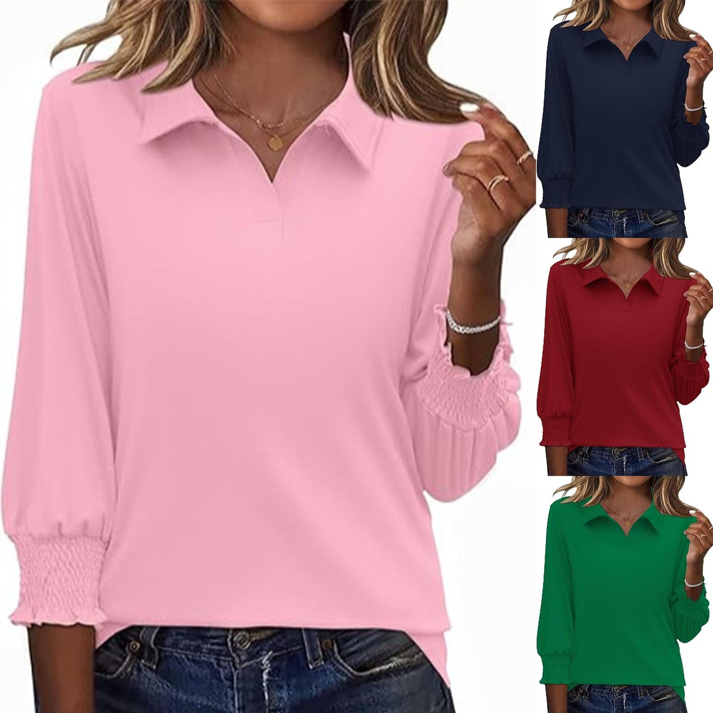Damen Poloshirt Rüschendetails Elegantes Design Eveloria - Eveloria