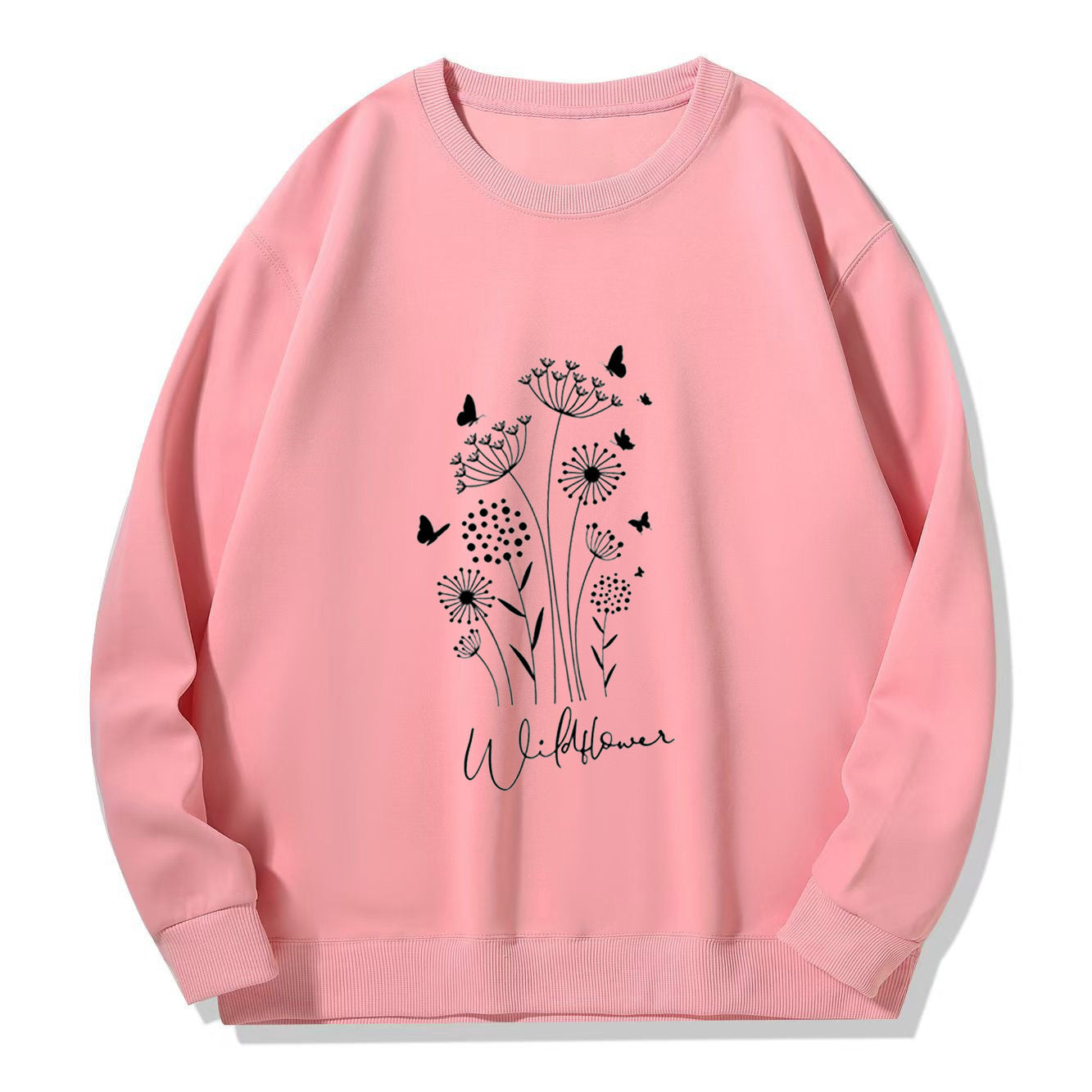 Damen Sweatshirt Floralmuster Kuscheliges Innenfutter