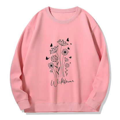 Damen Sweatshirt Floralmuster Kuscheliges Innenfutter