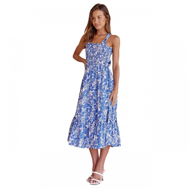 Damen Maxikleid Florales Design Elastisch