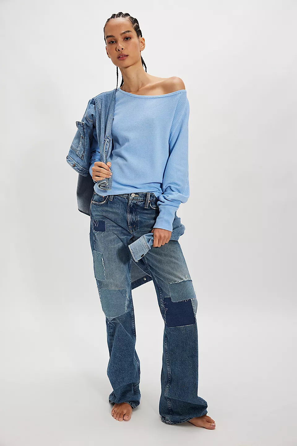 Damen Off-Shoulder Sweatshirt Eveloria Lässig