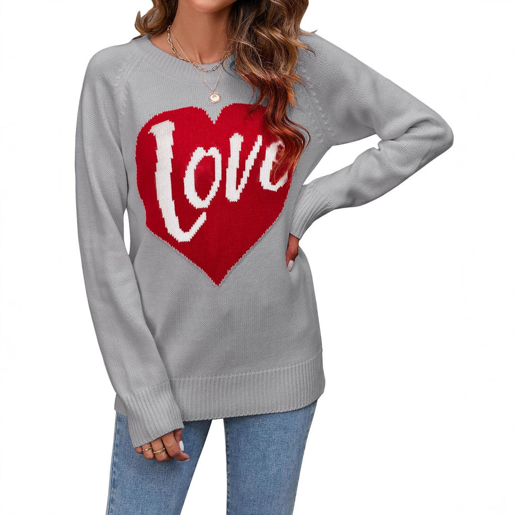 Damen Strickpullover Herz-Design Eveloria