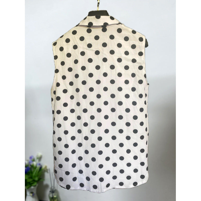 Damen ärmellose Bluse mit Punkten Eveloria
