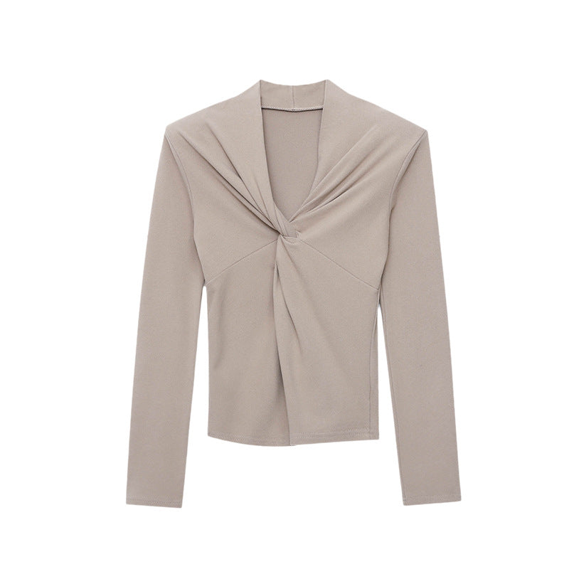 Damen Langarm-Oberteil Wickeldesign Figurfreundlich Eveloria