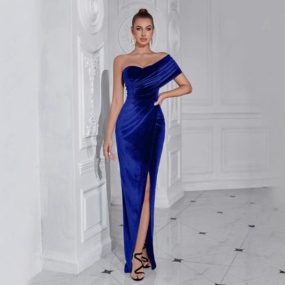 Damen Abendkleid Schulterfrei Seide Eveloria