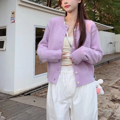 Damen Strickjacke Kurzärmelig Knöpfe Feine Webart Eveloria