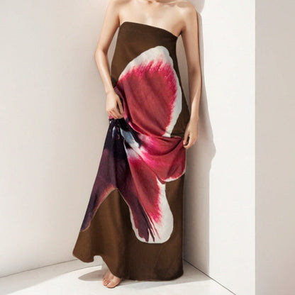 Damen Maxikleid Schulterfrei Floralmuster