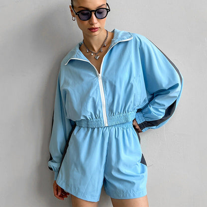 Damen Sport-Jumpsuit Hochkragen Elastisch Eveloria