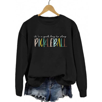Damen Sweatshirt Bunt Pickleball-Druck Grau
