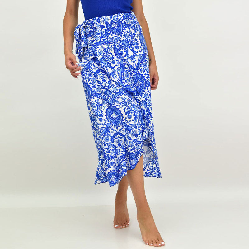 Damen Wickelrock Floral Asymmetrisch Eveloria