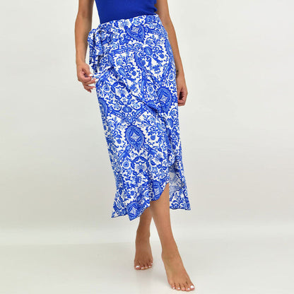 Damen Wickelrock Floral Asymmetrisch Eveloria