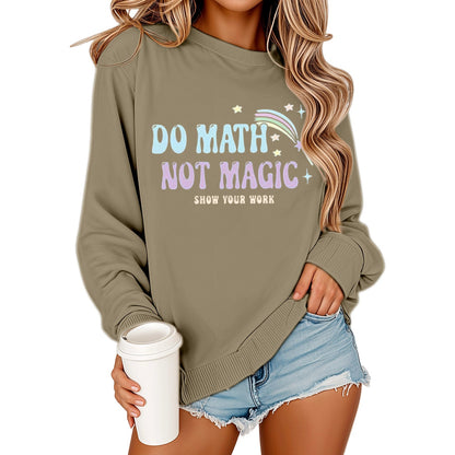 Damen Sweatshirt Mathematikdruck Lässig Grau Eveloria
