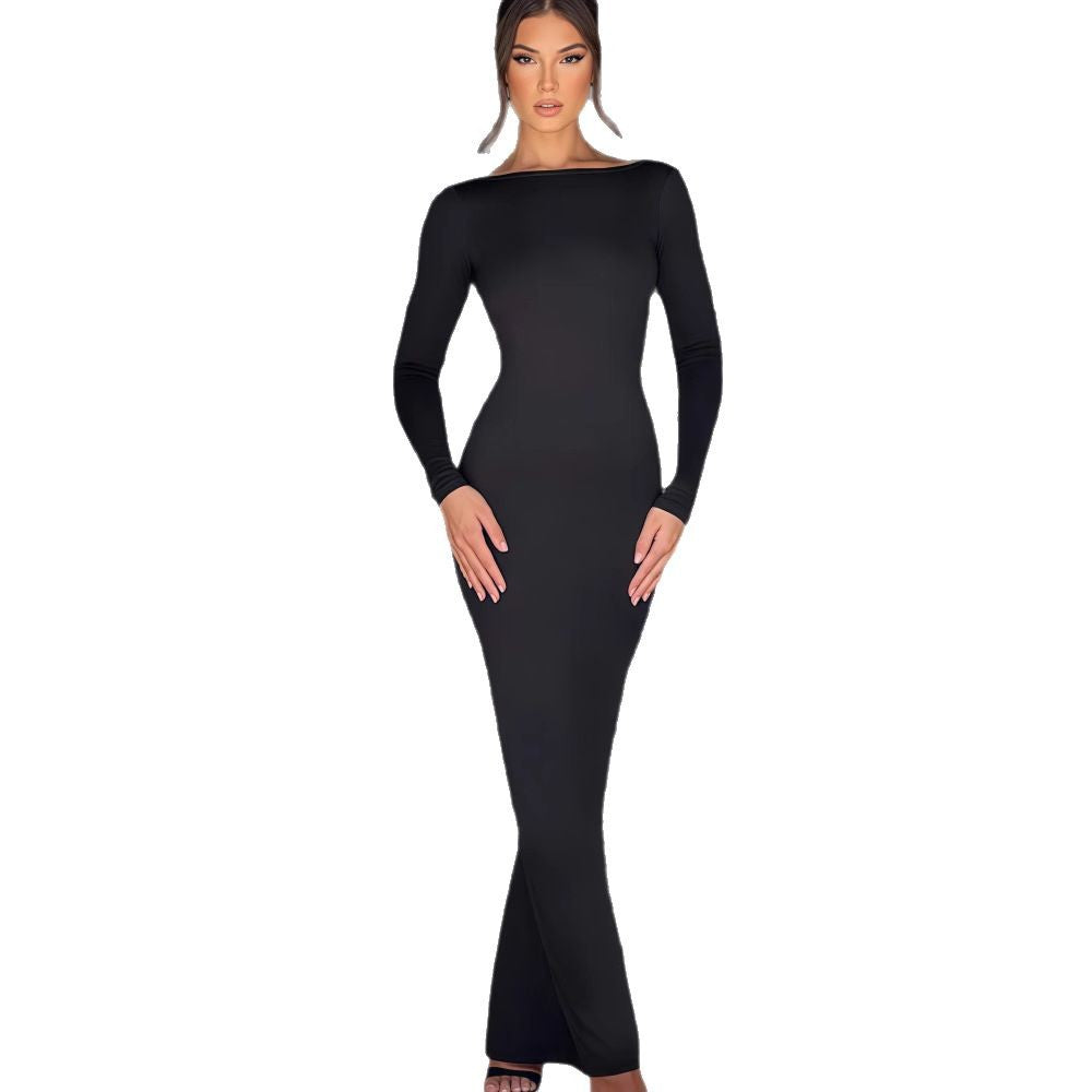 Damen Maxikleid Langarm Elegantem Ausschnitt Eveloria
