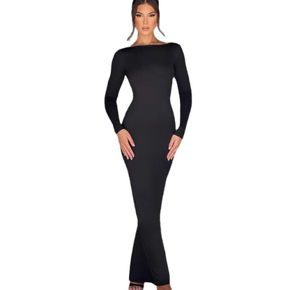 Damen Maxikleid Langarm Elegantem Ausschnitt Eveloria