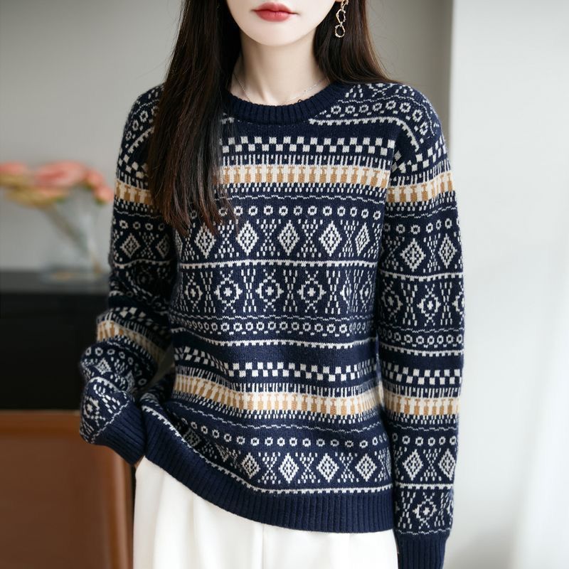 Damen Strickpullover Gemustert Eveloria