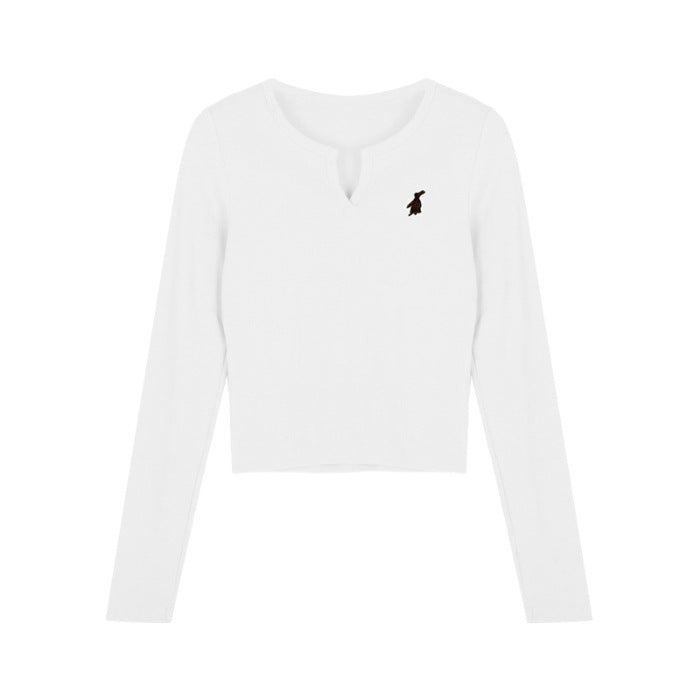Damen Cropped Langarmshirt aus Baumwolle Eveloria