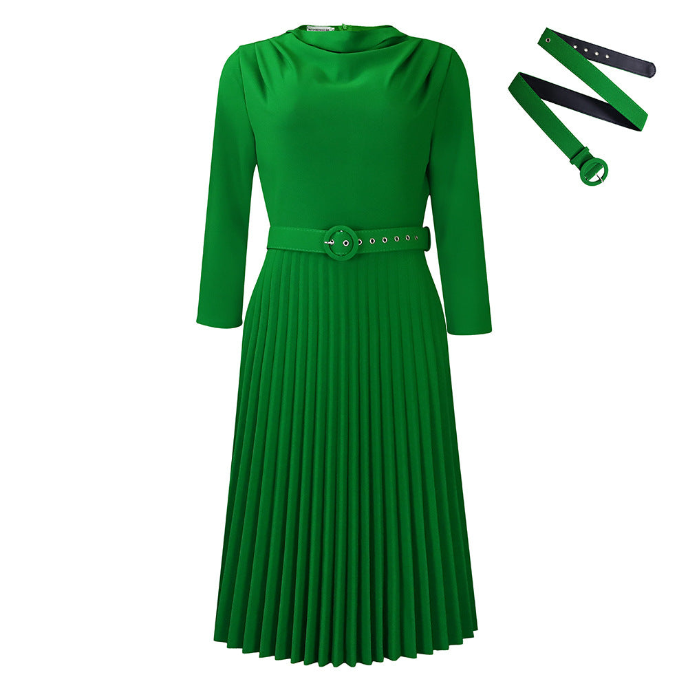 Damen Midikleid Plissee Tailliert Eveloria