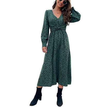 Damen Maxikleid Knotendetail Voluminöse Ärmel Eveloria
