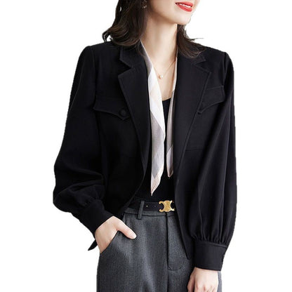 Damen Blazer Strukturierte Puffärmel Eveloria