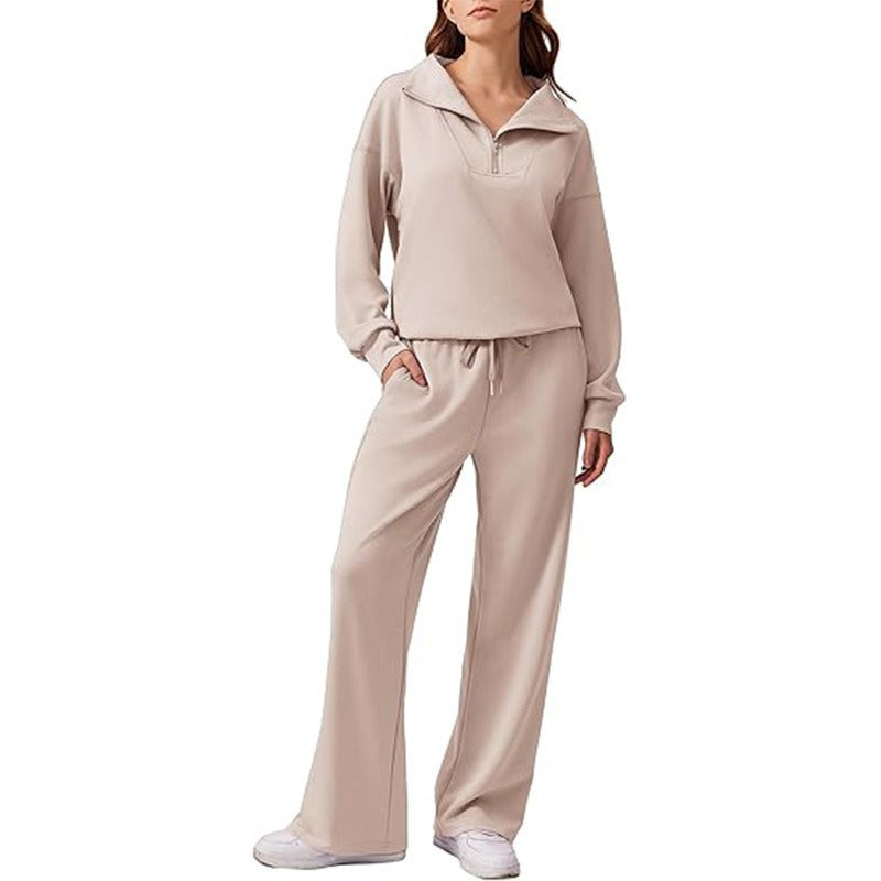 Damen Sweatpants-Set aus Fleece Beige