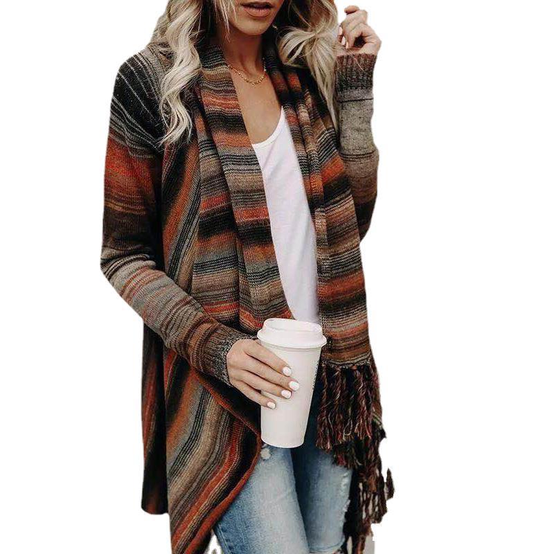 Damen Poncho mit Fransen Eveloria Gemütlich