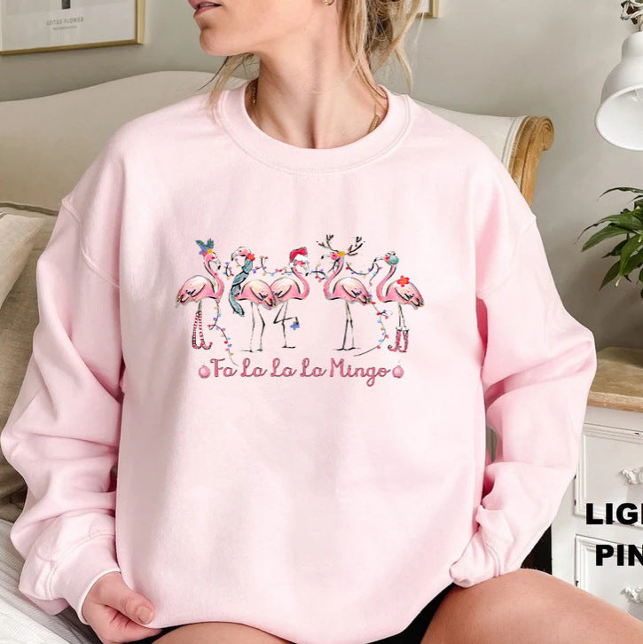 Damen Sweatshirt Flamingo-Motiv Lässig Schwarz Eveloria - Eveloria