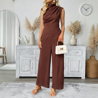Damen Jumpsuit Hohler Kragen Weites Bein Eveloria