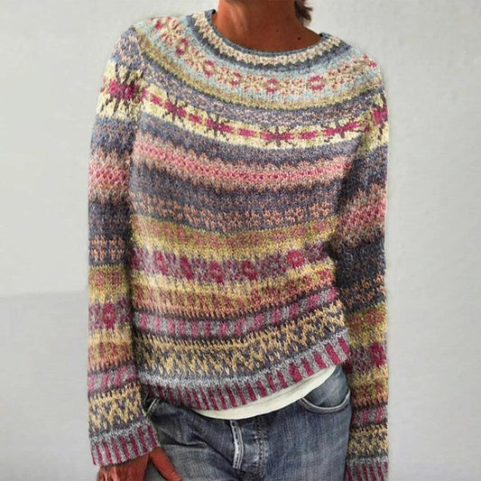 Damen Strickpullover Bunt Muster Lässig Eveloria - Eveloria