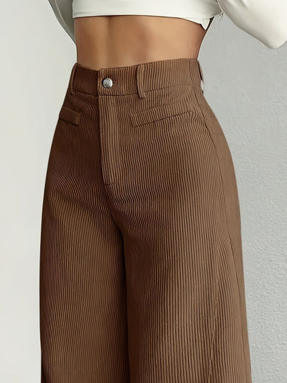Damen Cordhose Weite Passform Hoher Bund Langer Schnitt